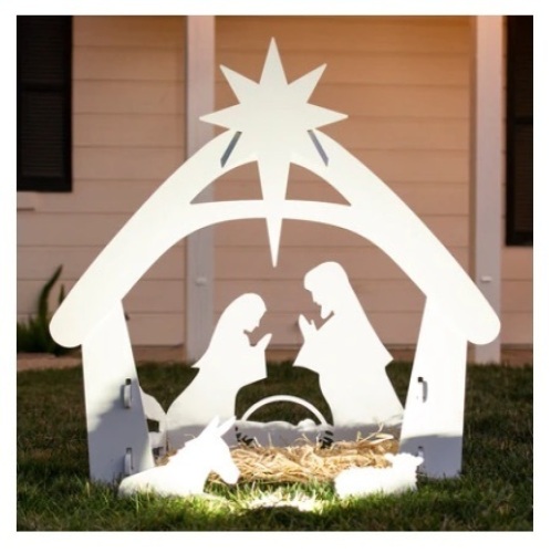 Christmas Nativity Scene Yard Decoration w/ Water Resistant PVC, 4ft, White - Lot 496