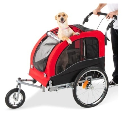 2-in-1 Pet Stroller and Bike Trailer, Red/Black - Lot 519