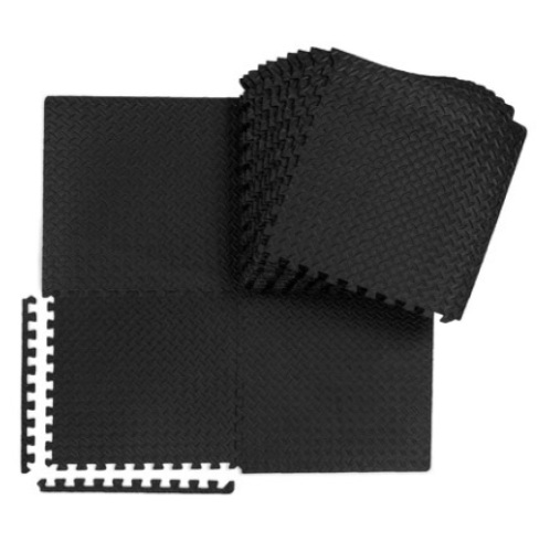 Multipurpose Foam Tiles Customizable Floor Mat w/ Removable Edges, Black - Lot 521