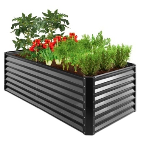 Outdoor Metal Raised Garden Bed, 6x3x2ft, Gray - Lot 529