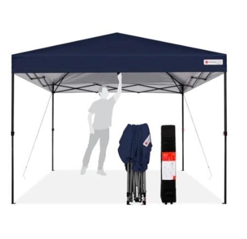One-Person Setup Instant Pop Up Canopy w/ Wheeled Bag,10x10ft, Blue - Lot 550