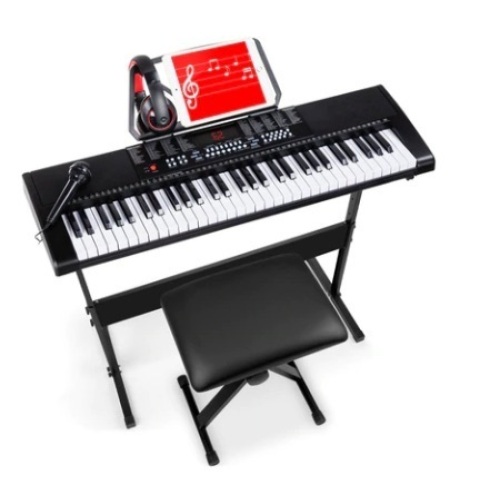 61-Key Beginners Electronic Keyboard Piano Set w/ 3 Modes, Microphone - Lot 563