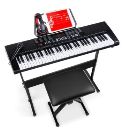 61-Key Beginners Electronic Keyboard Piano Set w/ 3 Modes, Microphone - Lot 570