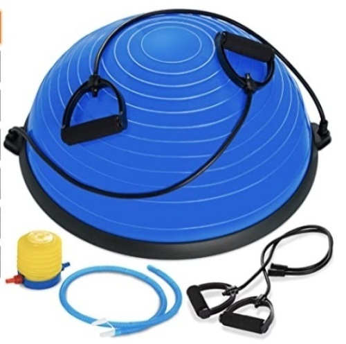 Half Ball Balance Trainer w/ 2 Resistance Bands & Pump - Lot 585