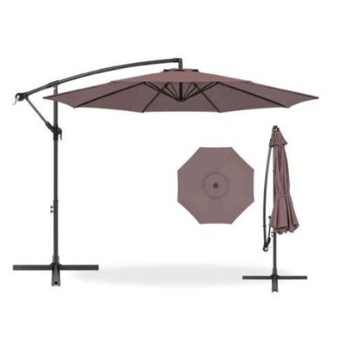 Offset Hanging Patio Umbrella, 10ft, Deep Taupe - Lot 587