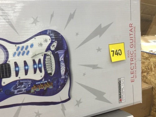 Kids Electric Guitar Toy Play Set w/ 6 Songs, Microphone, Amp - Lot 740