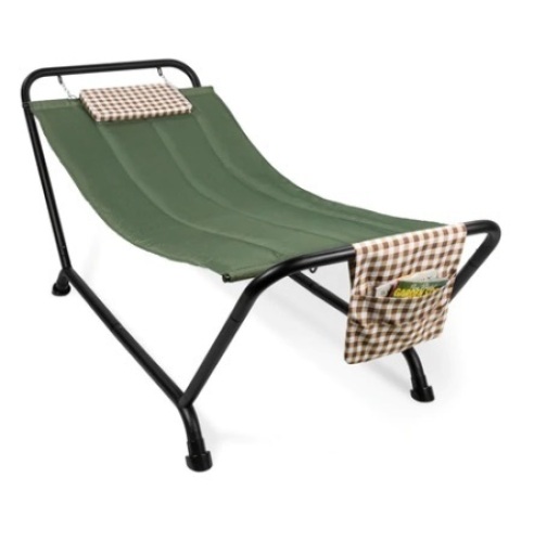 Outdoor Patio Hammock for Backyard, Garden w/ Stand, Pillow, Storage Pockets, Green - Lot 625
