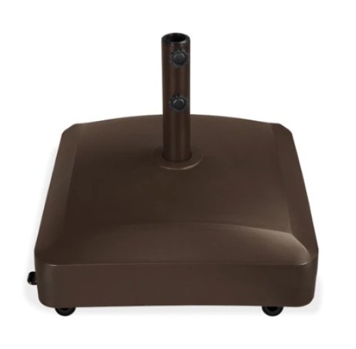 Fillable Mobile Umbrella Base Stand w/ 4 Wheels, 2 Locks, 123lb Capacity, Bronze - Lot 646