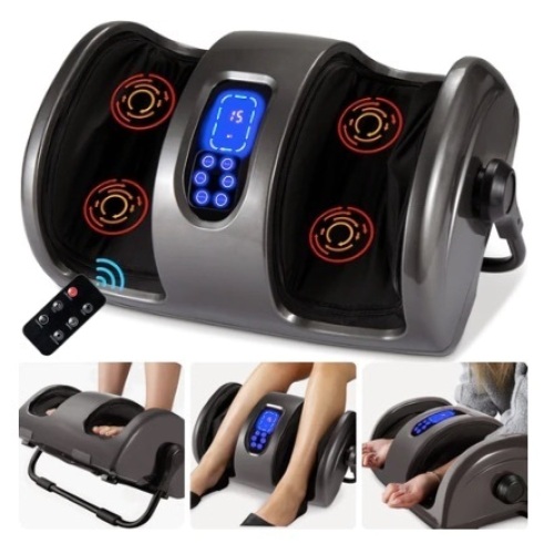Reflexology Shiatsu Foot Massager w/ High-Intensity Rollers, Remote Control, Gray - Lot 652