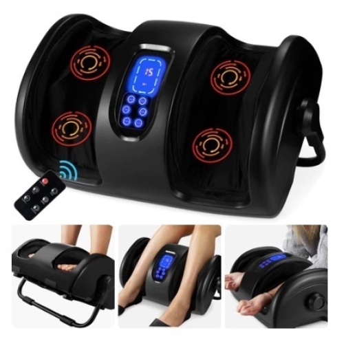 Reflexology Shiatsu Foot Massager w/ High-Intensity Rollers, Remote Control, Satin Black - Lot 653
