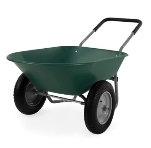 Dual-Wheel Wheelbarrow Garden Cart, Green - Lot 663
