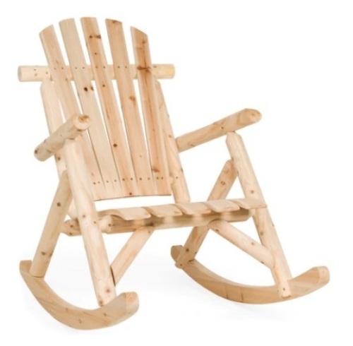 Rocking Wood Adirondack Chair Accent Furniture w/ Natural Finish - Lot 669