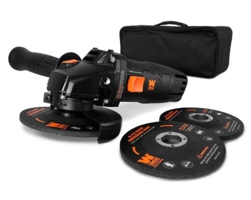 WEN 94475 7.5-Amp 4-1/2-Inch Angle Grinder with Reversible Handle, Three Grinding Discs, and Carrying Case - Lot 33