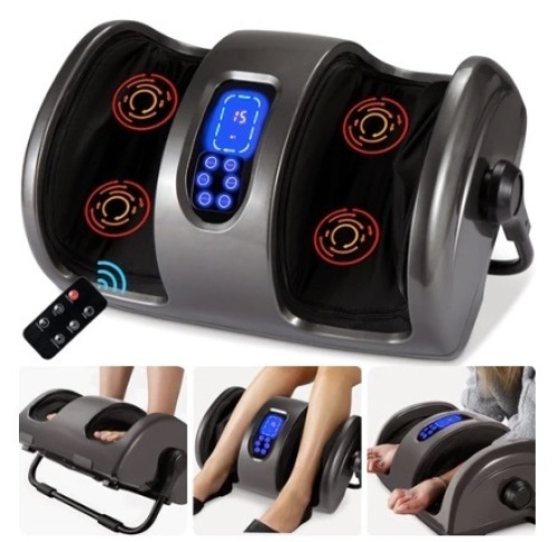Reflexology Shiatsu Foot Massager w/ High-Intensity Rollers, Remote Control, Gray - Lot 152