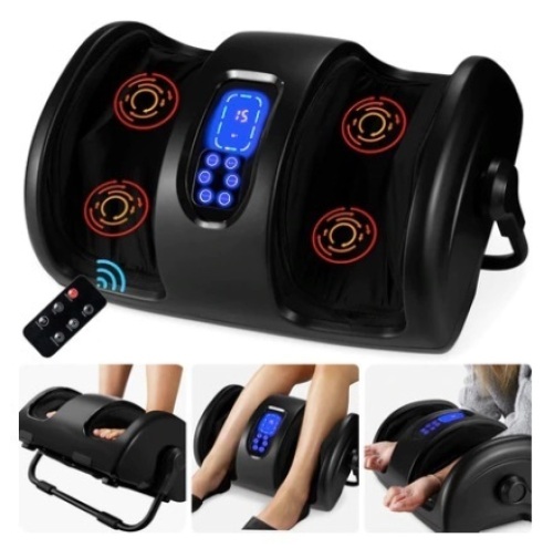 Reflexology Shiatsu Foot Massager w/ High-Intensity Rollers & Remote Control, Satin Black  - Lot 162