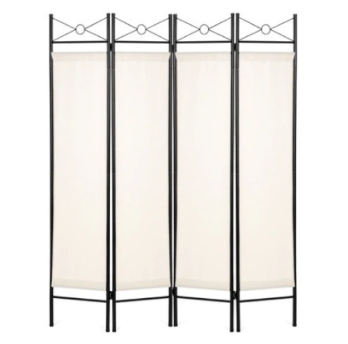 4-Panel Folding Privacy Screen Room Divider Decoration Accent, 6ft, White - Lot 166