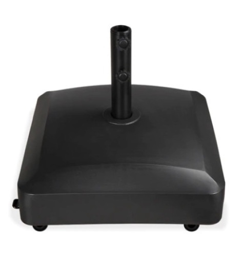 Fillable Mobile Umbrella Base Stand w/ 4 Wheels, 2 Locks, 123lb Capacity, Black - Lot 197