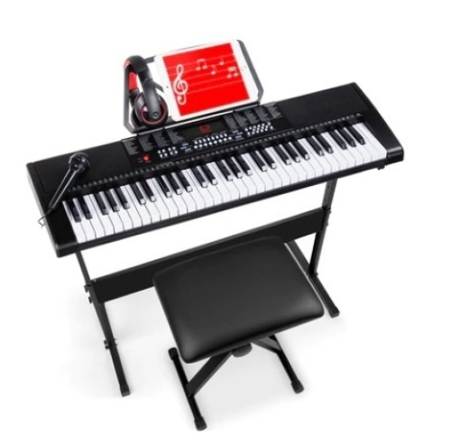 61-Key Beginners Electronic Keyboard Piano Set w/ 3 Modes, Microphone - Lot 403