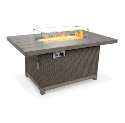 52in 50,000 BTU Wicker Propane Fire Pit Table w/ Aluminum Top & Cover - Lot 415