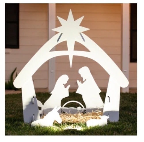Christmas Nativity Scene Yard Decoration w/ Water Resistant PVC, 4ft, White - Lot 417