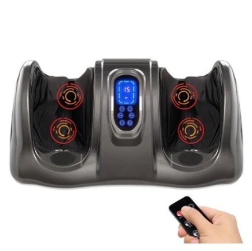 Therapeutic Foot Massager w/ High Intensity Rollers, Remote & 3 Modes, Gray - Lot 427