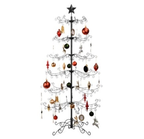 Wrought Iron Christmas Tree Ornament Display w/ Easy Assembly & Stand, 6ft, Black - Lot 437