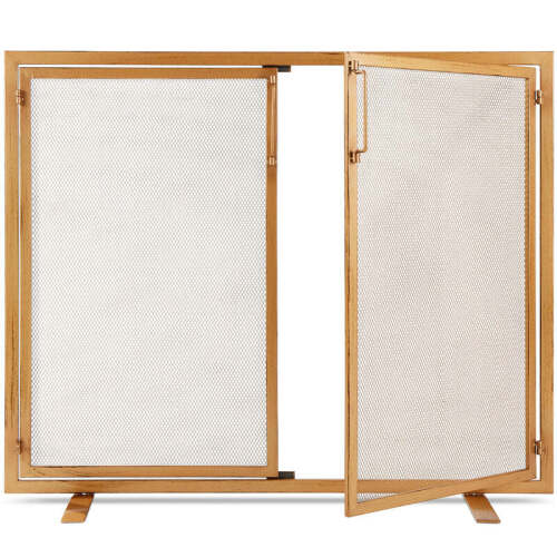 2- Door Wrought Iron Fireplace Screen w/Magnetic Doors - 38.5x41in - Lot 3000