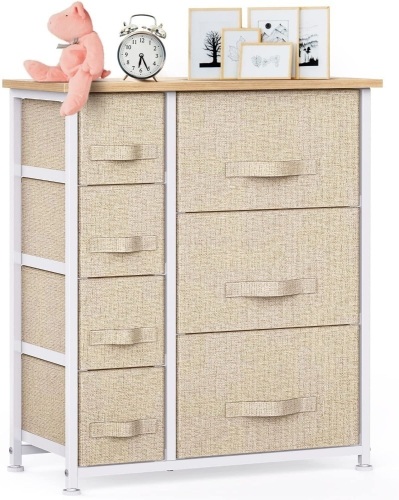 7 Drawer Fabric Drawer Storage Tower, Dresser Chest with Wood Top and Easy Pull Handle, Organizer Unit for Closets, Bedroom, Nursery Room, Office by Pipishell - Lot 3034