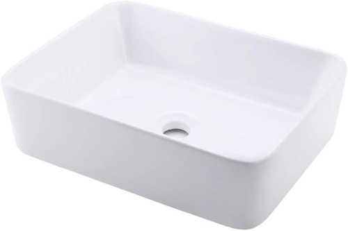 KES Bathroom Vessel Sink 19-Inch White Rectangle Above Counter Countertop Porcelain Ceramic Bowl Vanity SInk, BVS110 - Lot 3035
