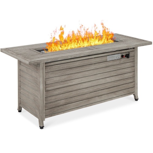 50,000 BTU Rectangular Propane Gas Fire Pit Table w/ Storage, Cover - 57in - Lot 3102