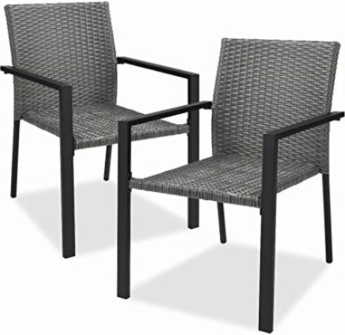 Set of 2 Stackable Outdoor Wicker Dining Chairs - Lot 3193