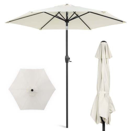 Outdoor Market Patio Umbrella w/ Push Button Tilt, Crank Lift - 7.5ft - Lot 3216