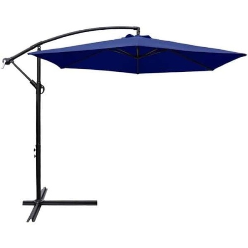 10 ft. Patio Offset Cantilever Umbrella Outdoor Market Hanging Umbrellas with Crank and Cross Base - Lot 3181