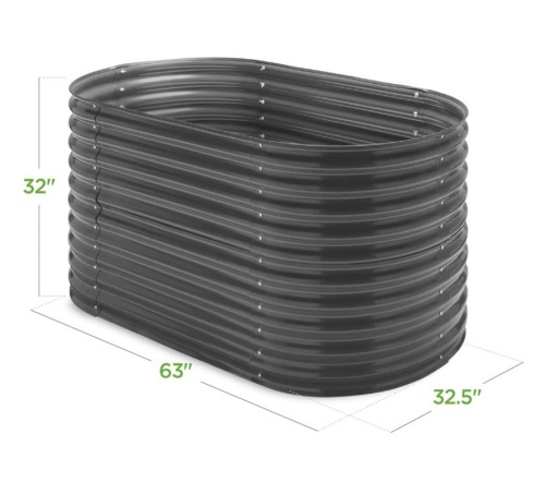 Raised Oval Garden Bed, Customizable Elevated Outdoor Metal Planter - 63in - Lot 3207
