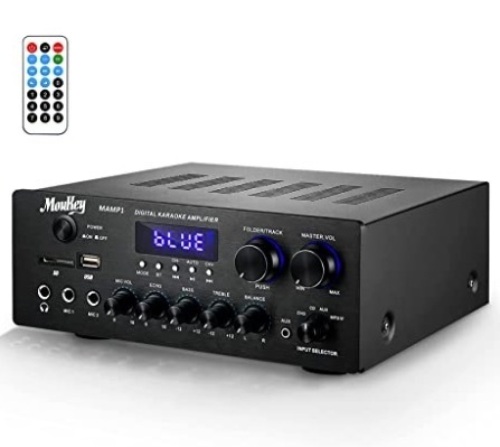 Moukey Home Audio Amplifier Stereo Receivers, Powers Up, Appears New - Lot 590