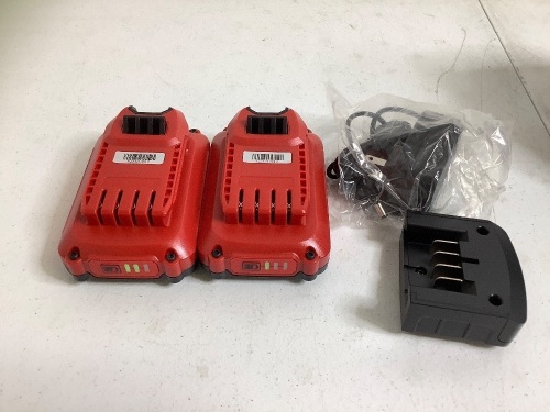 2-Pack Craftsman Lithium Batteries w/ Charger, Powers Up, Appears New - Lot 122