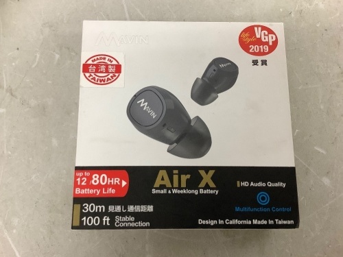 Mavin Air X Wireless Earbuds, New - Lot 162
