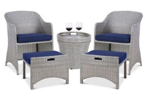 5-Piece Outdoor Wicker Bistro Set w/ Side Storage Table, No Assembly - Lot 105