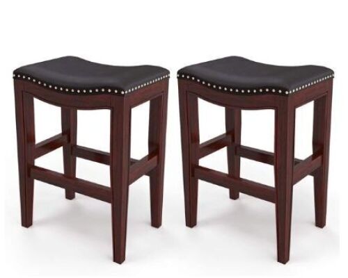 Furgle Counter Height Bar Stools 25" Backless Leather Saddle Stool  - Lot 380