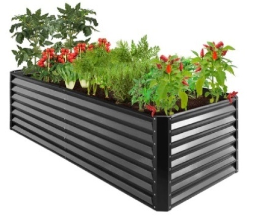 Outdoor Metal Raised Garden Bed for Vegetables, Flowers, Herbs - 8x4x2ft  - Lot 502