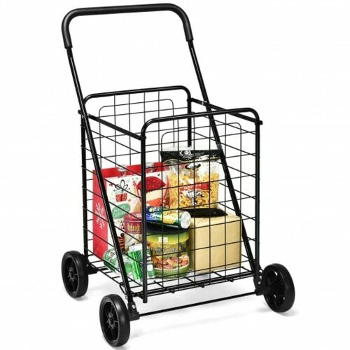 Portable Folding Shopping Cart Utility For Grocery Laundry-Black  - Lot 233