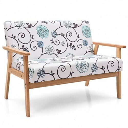 Modern Fabric Loveseat Sofa Couch Upholstered 2-Seat Armchair-Blue - Lot 202