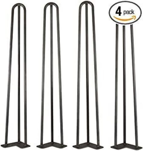WEN TL28B 28-Inch Mid-Century Modern Satin Black Hairpin Table Legs, 1/2″ Diameter, Set of 4 - Lot 571
