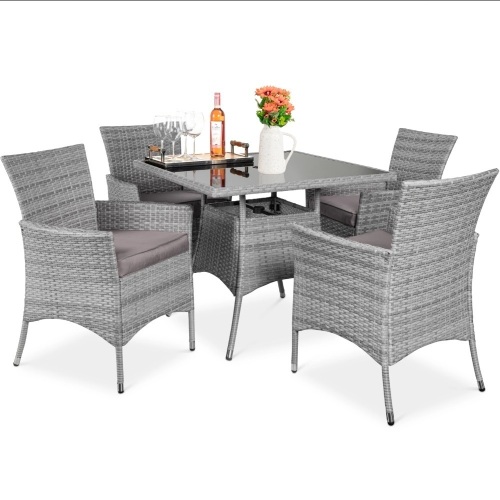 5-Piece Wicker Patio Dining Table Set w/ 4 Chairs  - Lot 84