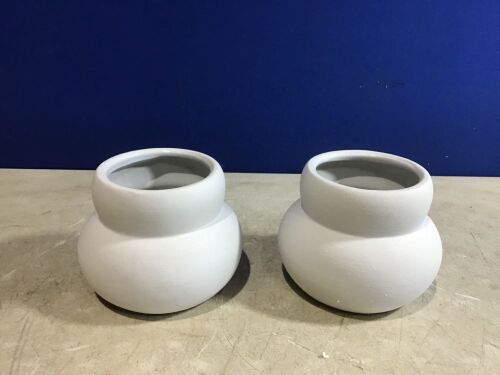 Lot of (2) 5" x 6" Round Textured Ceeramic Vase, Project 62 - Lot 906