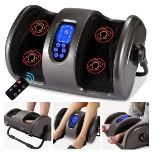 Reflexology Shiatsu Foot Massager w/ High-Intensity Rollers & Remote Control, Gray - Lot 359