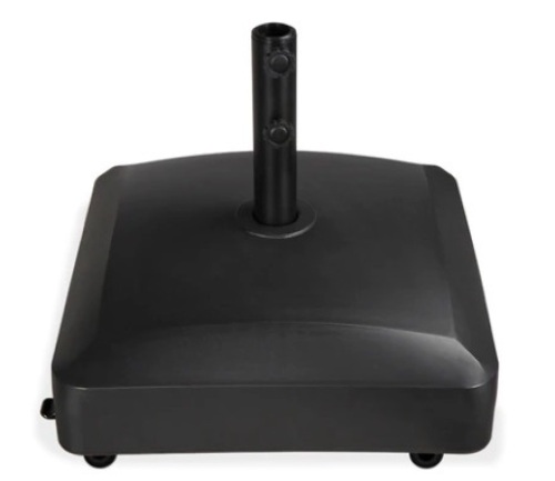 Fillable Mobile Umbrella Base Stand w/ 4 Wheels, 2 Locks & 123lb Capacity, Black - Lot 363