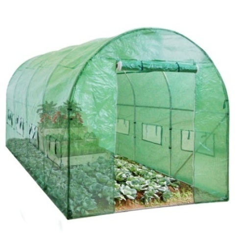 Walk-In Greenhouse Tunnel Tent w/ Roll-Up Windows, Zippered Door, 15x7x7ft, Green - Lot 382