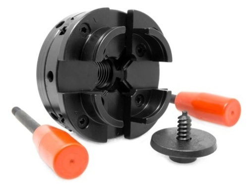 WEN 4-Inch 4-Jaw Self-Centering Lathe Chuck Set with 1-Inch x 8TPI Thread - Lot 228