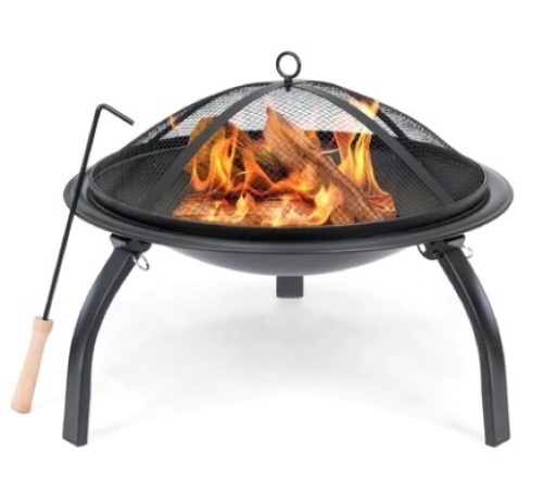 22in Fire Pit Bowl w/ Mesh Cover & Poker - Lot 244